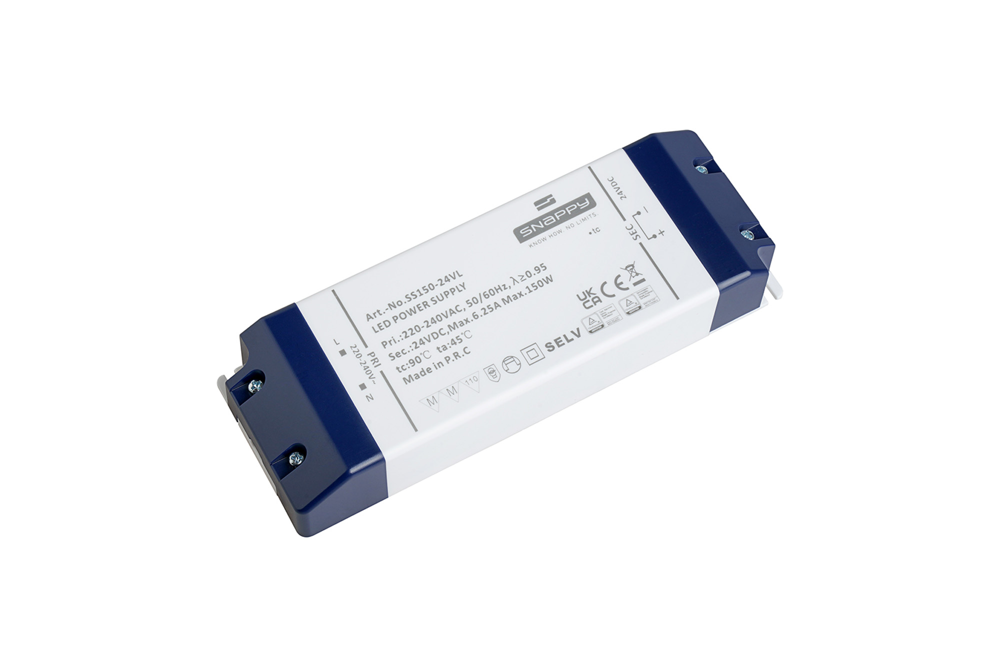 SS150-24VL  150W Constant Voltage Non-Dimmable LED Driver 24VDC  6.25A  IP20.